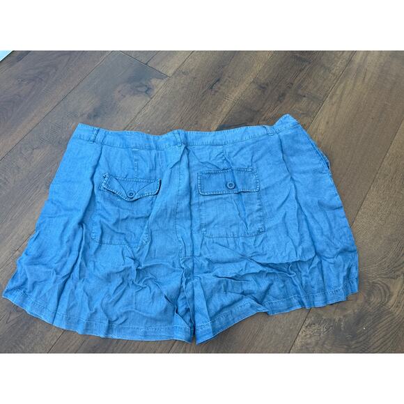 ModCloth Denim Chambray Shorts Blue High Waisted Lightweight Preppy Sz 26 NWT - Picture 2 of 10